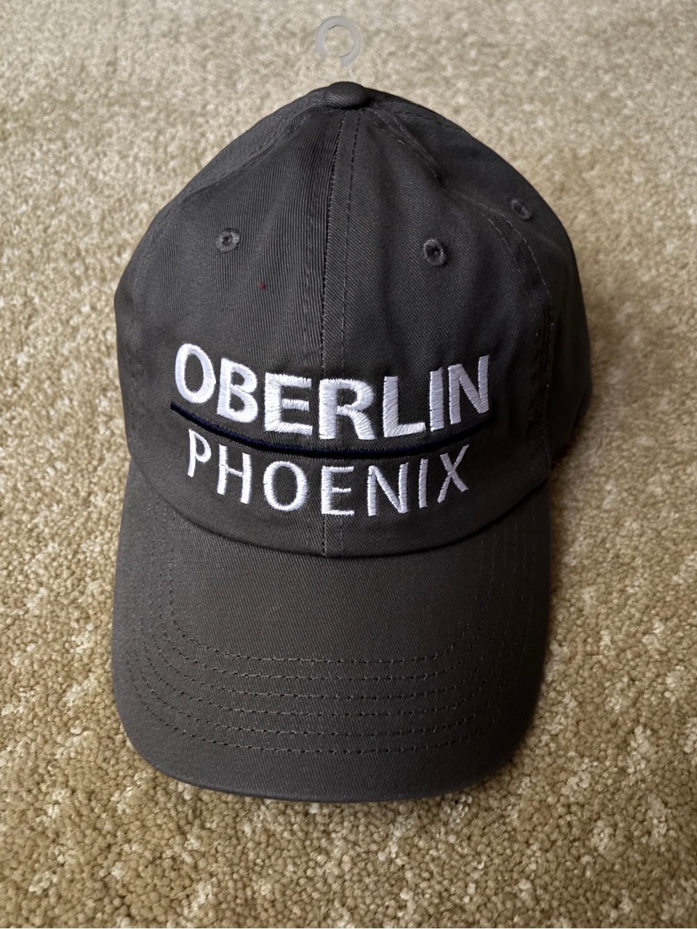 OBERLIN PHOENIX Embroidered Baseball Cap - Gray Charcoal Black & White NEW TAGS